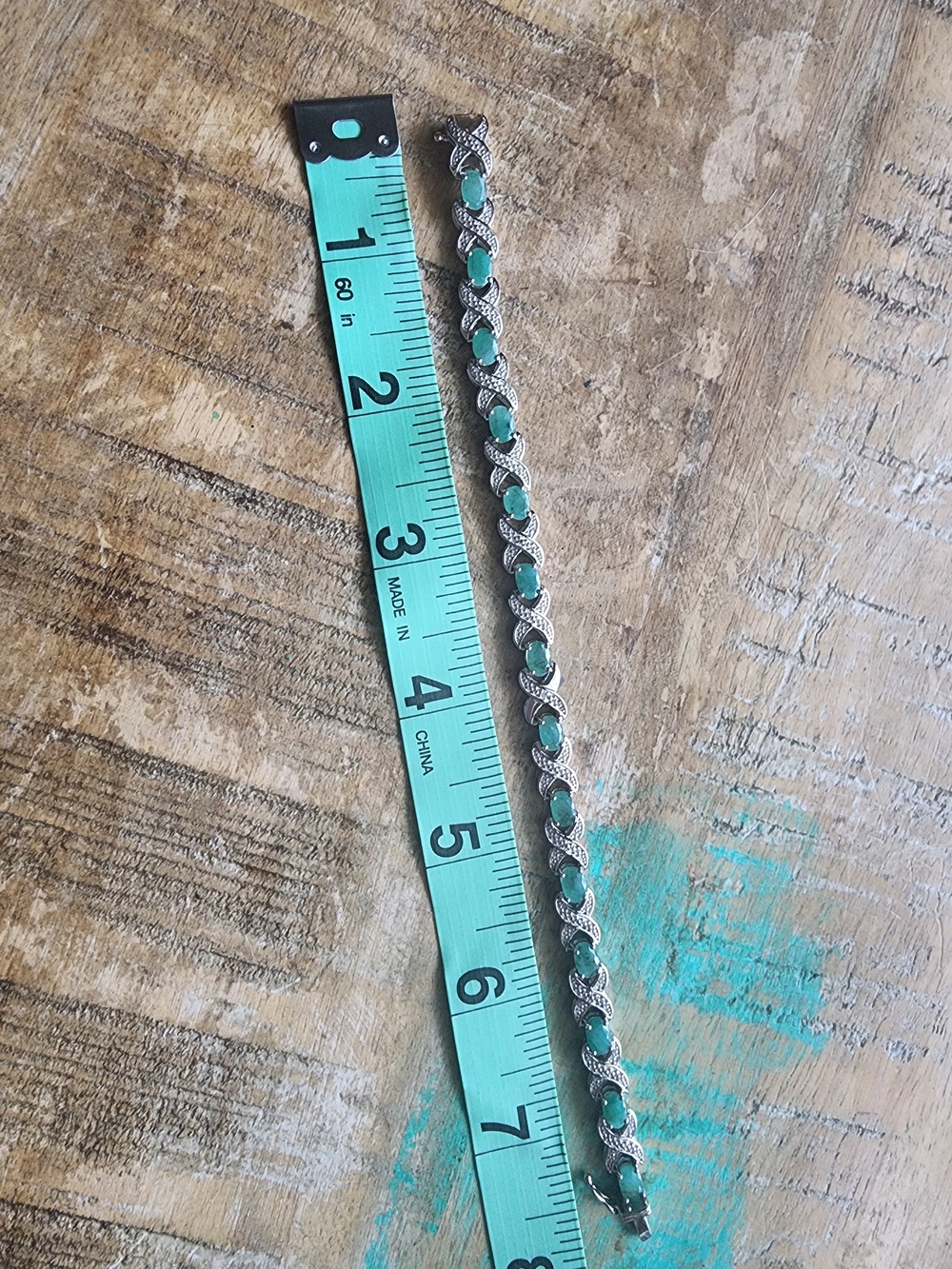 Macy's Silver Bracelet with Natural Emeralds